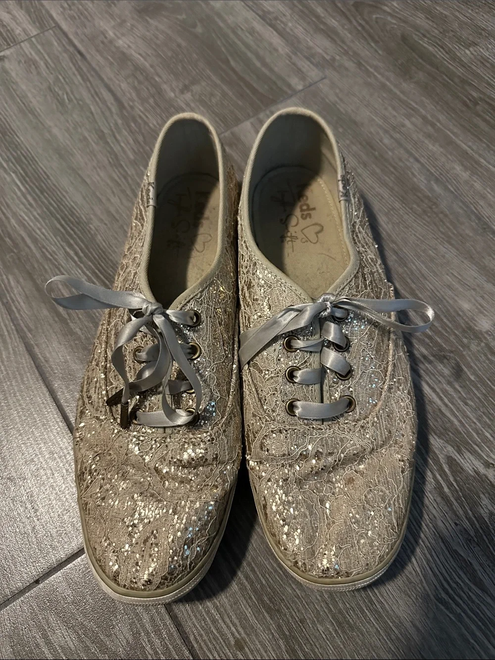 Keds Women's Glitter Lace Sneakers - Champagne